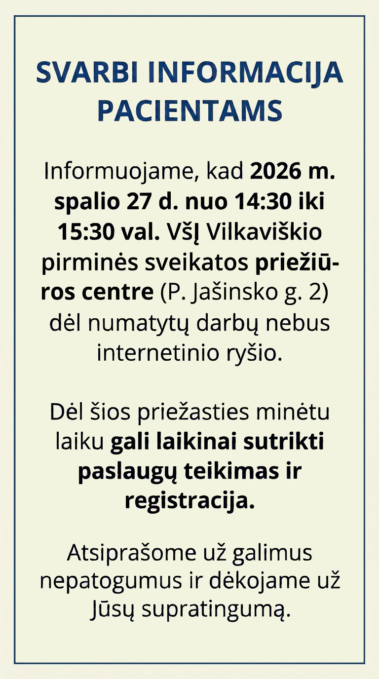 informacija interneto sutrikimus